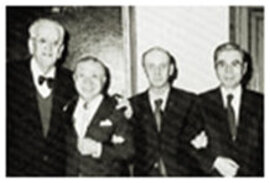国立ローマ・サンタ・チェチリア音楽院との交流 1981年 サンタ・チェチリア音楽院 左から：ピッチーニ副総長、奥田良三学長、ザフレッド総長、吉田貴壽教授